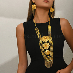 Ensemble de boucles d'oreilles et colliers à pompons floraux en fer pour femmes&nbsp;PK6687