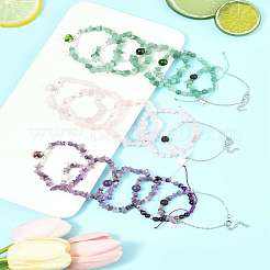 15шт 5 стиля 3 цвета натуральный смешанный камень бусин браслеты наборы BJEW-FS00018