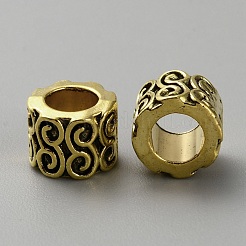 合金ヨーロピアンビーズ  大穴ビーズ  コラム  アンティーク黄金  9x7mm  穴：5mm&nbsp;FIND-WH0139-308D-AG