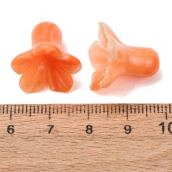 染色された合成珊瑚彫刻ビーズ  ツートンカラーの花  チョコレート  17x18.5mm  穴：1.5mm&nbsp;GG-CBAE64B-02B-01
