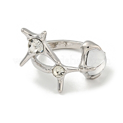 Открытое кольцо-манжета со стразами из цинкового сплава в форме звезды RJEW-Z048-02P-02