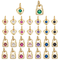 32шт 16 стиля латунные подвески с микропаве и кубическим цирконием&nbsp;KK-PH0001-80