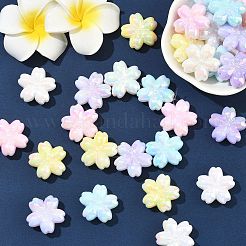 30 шт. 5-цветные люминесцентные и УФ-покрытые непрозрачные акриловые бусины-цветы SACR-CJ0001-74