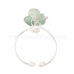 Женские манжеты-кольца из плетеных бусин с натуральными драгоценными камнями&nbsp;RJEW-JR00952-02