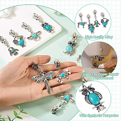 14 шт. 7 стиля слайдеров для застежек-молний из сплава и синтетического бирюзового цвета&nbsp;HJEW-TAC0101