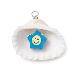 Подвески из полимерной глины ручной работы в виде натуральной ракушки и улыбающегося лица PALLOY-JF03802-01