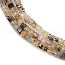 Нити бусин из натурального золота с рутилированным кварцем G-RM2025-C28-A