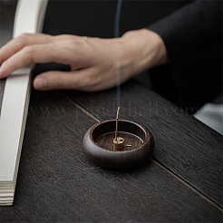 丸い木製の香炉ホルダー  アロマセラピー炉家の装飾  ココナッツブラウン  58x21.5mm&nbsp;AJEW-WH0696-817A