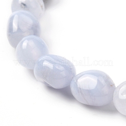 Bracciale elasticizzato in pizzo blu naturale con perline in agata&nbsp;BJEW-JB06988-02