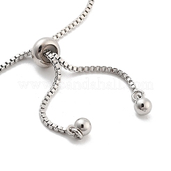 Браслеты-слайдеры с плоской круглой цепочкой из латуни и прозрачным кубическим цирконием BJEW-YWC0002-12A-P