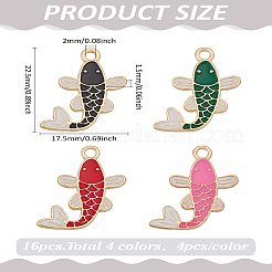 16шт 4 цвета сплава эмалевые подвески&nbsp;ENAM-LP0002-32