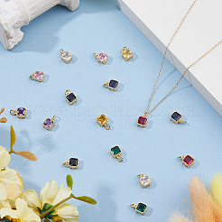 16 шт. 8-цветные подвески из настоящей латуни с покрытием из 18-каратного золота и инкрустацией из кубического циркония&nbsp;ZIRC-HS0001-05