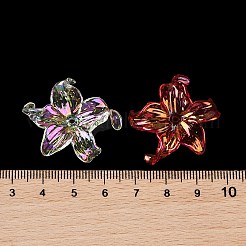 透明なアクリルビーズ  UVカラーメッキ  花  ミックスカラー  28.5x30x8mm  穴：1.6mm&nbsp;MACR-K358-06B