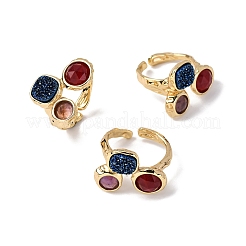 Bagues manchettes en améthyste naturelle/jade teinté/sodalite/jade coréen/quartz rose/agate&nbsp;RJEW-M076-05G
