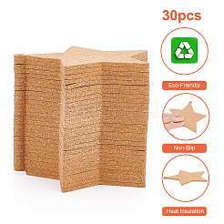 針葉樹スターカップマット  ダイニングテーブル用  ホームキッチン  キャメル  100x100x3mm  穴：3mm  30pc&nbsp;DJEW-BC0001-07
