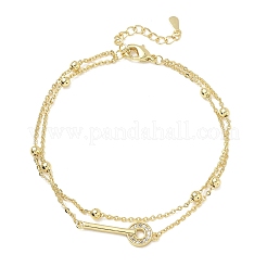 Bracelets à maillons simples en laiton sertis de micro-pavés de zirconiums cubiques transparents&nbsp;KK-CBA6980-20G