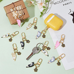 Украшения с подвеской из эмали из сплава кошки&nbsp;HJEW-PH01920