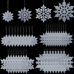 36шт снежинка пластиковая подвеска украшения&nbsp;DIY-CP0013-33B