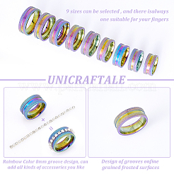 18 шт. набор из 9 колец из нержавеющей стали 201 размера с рифлением для мужчин и женщин STAS-UN0045-59A-M