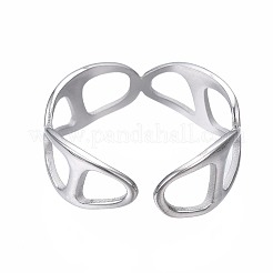 Bague de manchette ouverte ovale en acier inoxydable 304 anti-ternissement&nbsp;RJEW-T023-62P