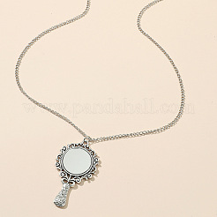 Женские подвески-колье в тибетском стиле из цинкового сплава со стеклянным зеркалом&nbsp;FS-WGE2CBD-01