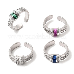 Bagues ouvertes en laiton avec micro pavé de zircones cubiques pour femmes&nbsp;RJEW-L343-04P