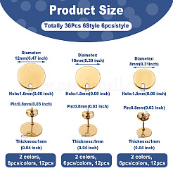 36 шт. 6 стиля ионного покрытия (IP) 304 нержавеющая сталь серьги-гвоздики фурнитура STAS-YS0001-23