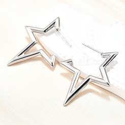 変色しない304ステンレススチール製スタッドピアス（女性用）  スター  ステンレス鋼色  31x26x2.2mm&nbsp;STAS-D084-25P