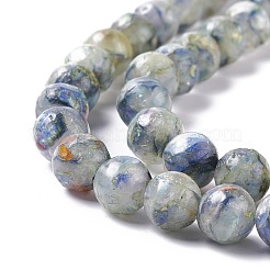 Собранные нити из синтетического зеленого флюорита и окрашенных селенитовых бусин G-K317-A04