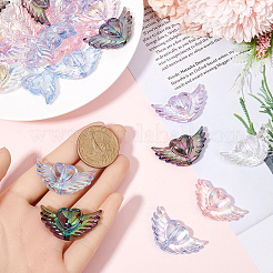 40 шт. 5-х цветные прозрачные акриловые бусины в форме крыльев сердца AJEW-SP0001-10