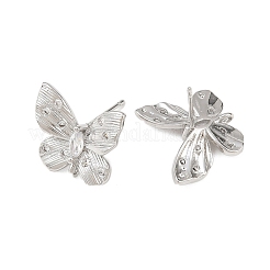 Фурнитура для сережек-гвоздиков с бабочками из латуни с микропаве из прозрачных кубических цирконий KK-F921-02P