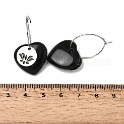Boucles d'oreilles créoles en obsidienne naturelle et acier inoxydable 304 pour femmes&nbsp;EJEW-G475-02P-05