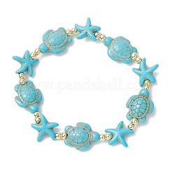 Bracelets extensibles en perles de turquoise synthétique pour hommes et femmes&nbsp;BJEW-JB11762-02