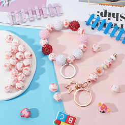 30 шт. круглые силиконовые бусины с рисунком лапы&nbsp;SIL-SC0002-03C