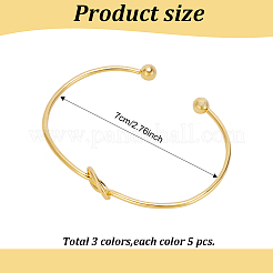 15шт 3 цвета сплава полые сердца открытые браслеты манжеты набор для женщин BJEW-AN0001-57