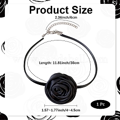 1pc stoff französisch rose blume anhänger pu leder halsband frauen halsketten&nbsp;NJEW-CL0001-06C