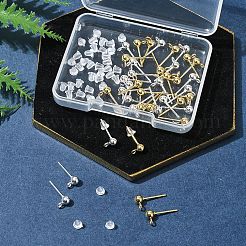 40 шт. 2 цвета фурнитура для сережек-гвоздиков из нержавеющей стали 304&nbsp;STAS-FS0001-57