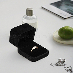 Scatole per imballaggio con anelli floccati quadrati con coperchi a ribalta&nbsp;CON-WH0085-138A