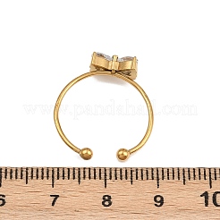 Кольца-манжеты с бантом из нержавеющей стали 304 с прозрачными кубическими цирконами для женщин RJEW-G362-01G