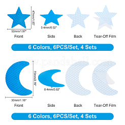 8 set di 2 strisce adesive riflettenti di sicurezza per animali domestici a forma di stella e luna&nbsp;AJEW-GA0003-53
