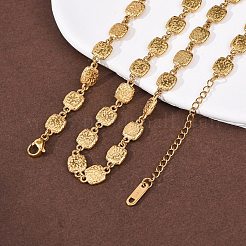 Женские ожерелья из текстурированной квадратной цепочки из нержавеющей стали 304&nbsp;NJEW-K299-02G