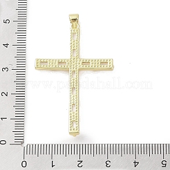 18k ゴールドメッキ真鍮製ガラスペンダント  クロス  透明  46x29x3mm  穴：3.5x4.3mm&nbsp;KK-A209-05E-G