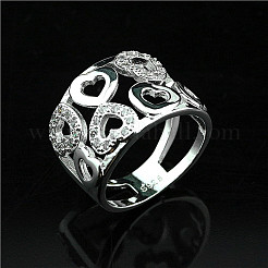 Кольца для женщин из латуни с узором в виде сердца и кристаллами из горного хрусталя FS-WGDA7BB-03