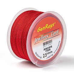 編み込みナイロン糸  染め  レッド  2.5mm  約10.93ヤード（10m）/ロール&nbsp;NWIR-Z001-20