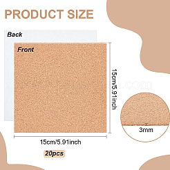 自己粘着コルクシート  キッチン用ホットマット用  カップマット  速報  正方形  砂茶色  150x150x3mm&nbsp;DIY-WH0430-452B