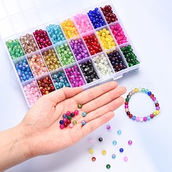 スプレーペイントクラックルガラスビーズ  ラウンド  ミックスカラー  6mm  穴：1.3~1.6mm  約100PCS /カラー  24色  2400個/箱&nbsp;CCG-YW0001-02-6mm