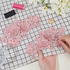 ポリエステル製コスチュームアクセサリー1組  アップリケパッチ  ミシンクラフト装飾  花  ピンク  230x122mm&nbsp;PATC-GF0001-73A