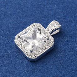 925 квадратная подвеска из стерлингового серебра с прозрачными кубическими цирконами STER-D304-05S