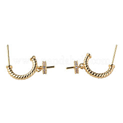 Фурнитура для серег-гвоздиков из латуни с паве из прозрачного кубического циркония KK-N233-389