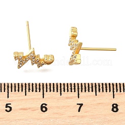 Серьги-гвоздики Heartbeat из латуни с микропаве из прозрачных кубических цирконий EJEW-G433-06G